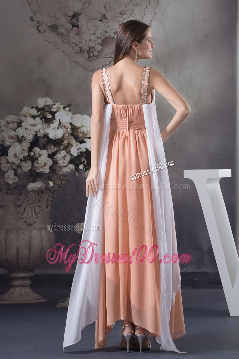 Beaded Decorate Shoulder Empire Asymmetrical Prom Dress For 2013