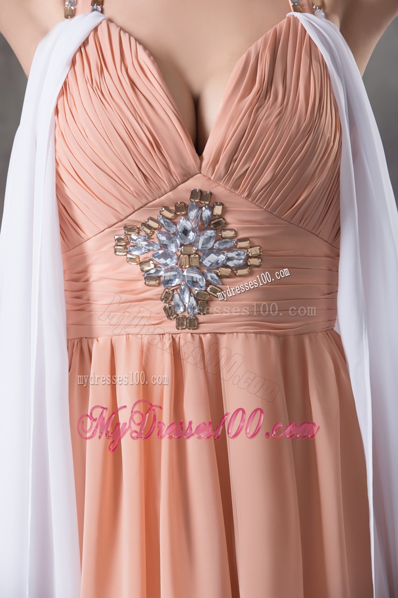 Beaded Decorate Shoulder Empire Asymmetrical Prom Dress For 2013