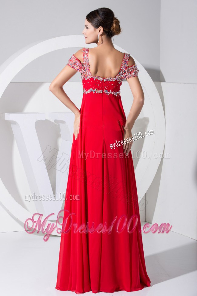 Beading Decorate Bodice Red Straps 2013 Foraml Evening Dresses