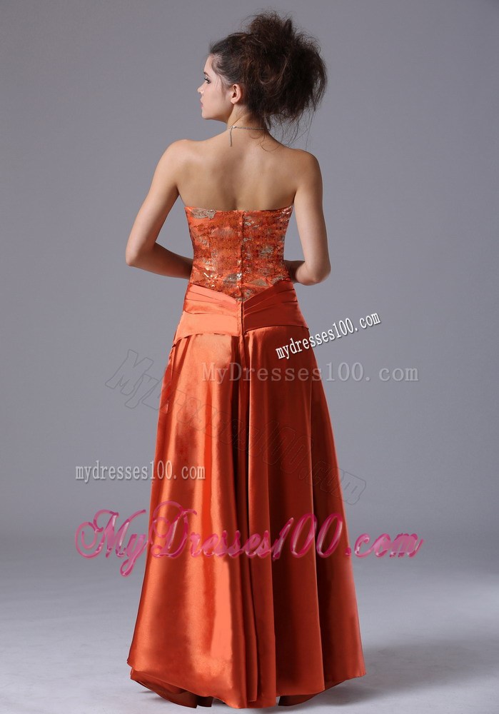 Rust Red Beading Strapless Column Floor-length Prom Evening Dress