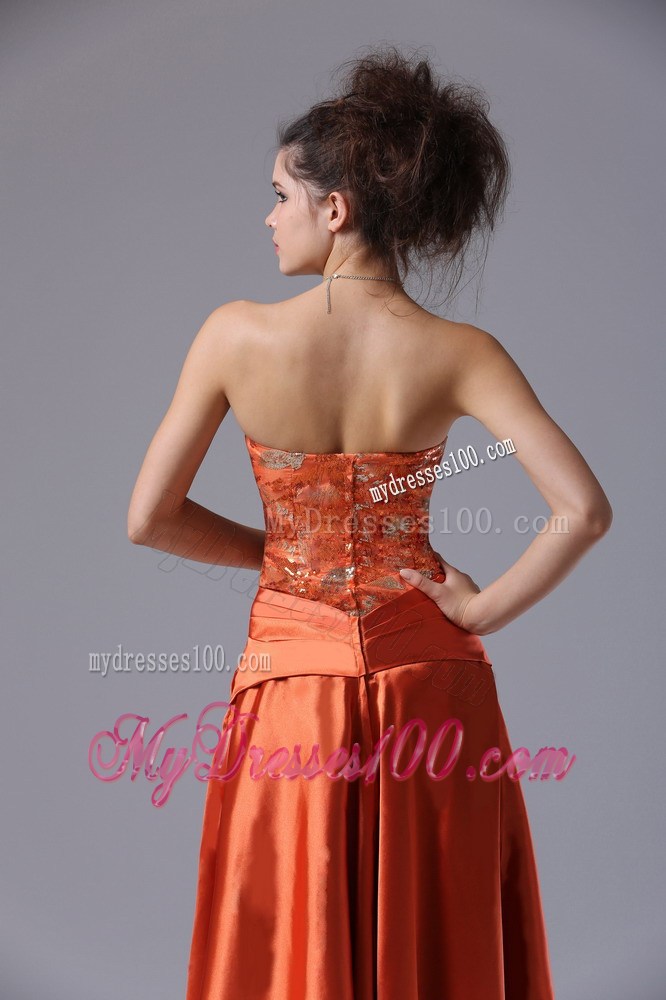 Rust Red Beading Strapless Column Floor-length Prom Evening Dress
