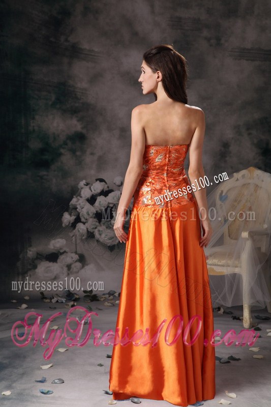 Modest Orange Red Formal Evening Dresses With Strapless Beading