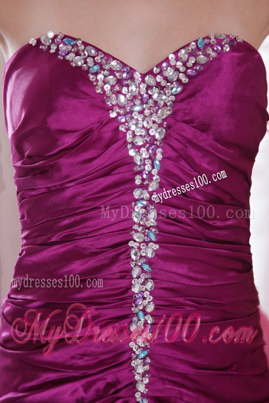 Dark Purple Princess Sweetheart Court Train Beading Prom Dress