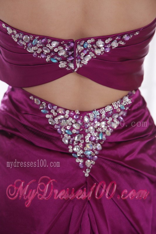 Dark Purple Princess Sweetheart Court Train Beading Prom Dress