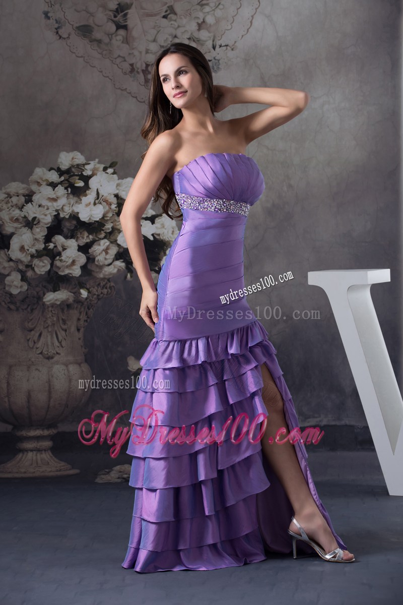 Beading and Ruffled Layers Column Strapless long 2013 Prom Dress
