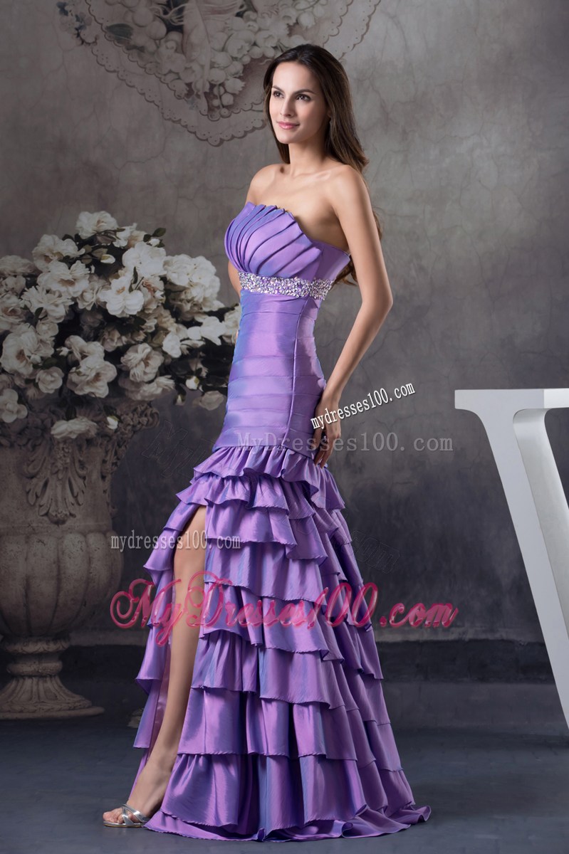 Beading and Ruffled Layers Column Strapless long 2013 Prom Dress