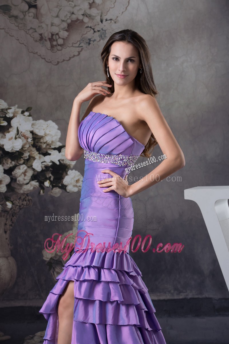 Beading and Ruffled Layers Column Strapless long 2013 Prom Dress