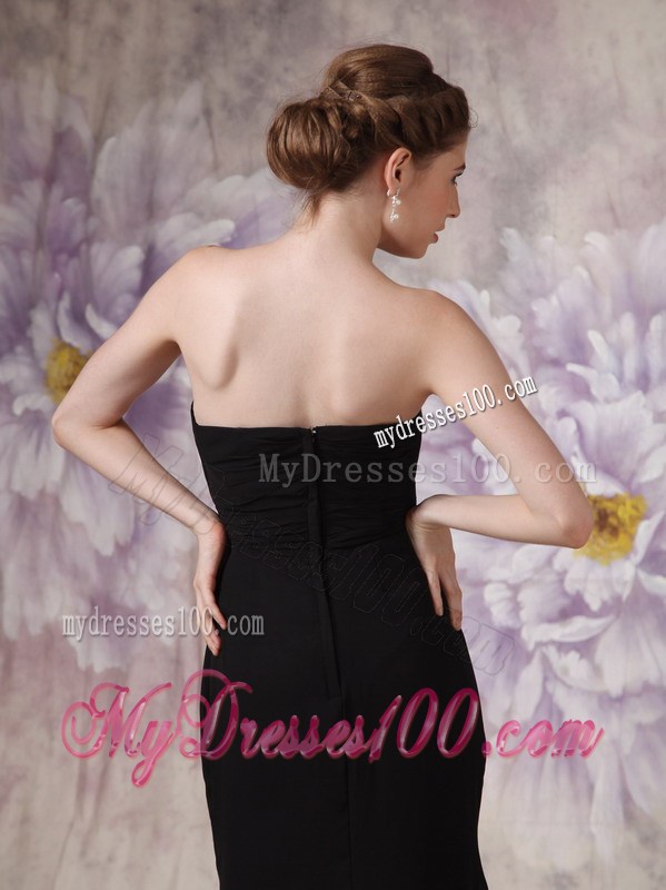 Modest Black Foraml Evening Dress Sweetheart Brush Train