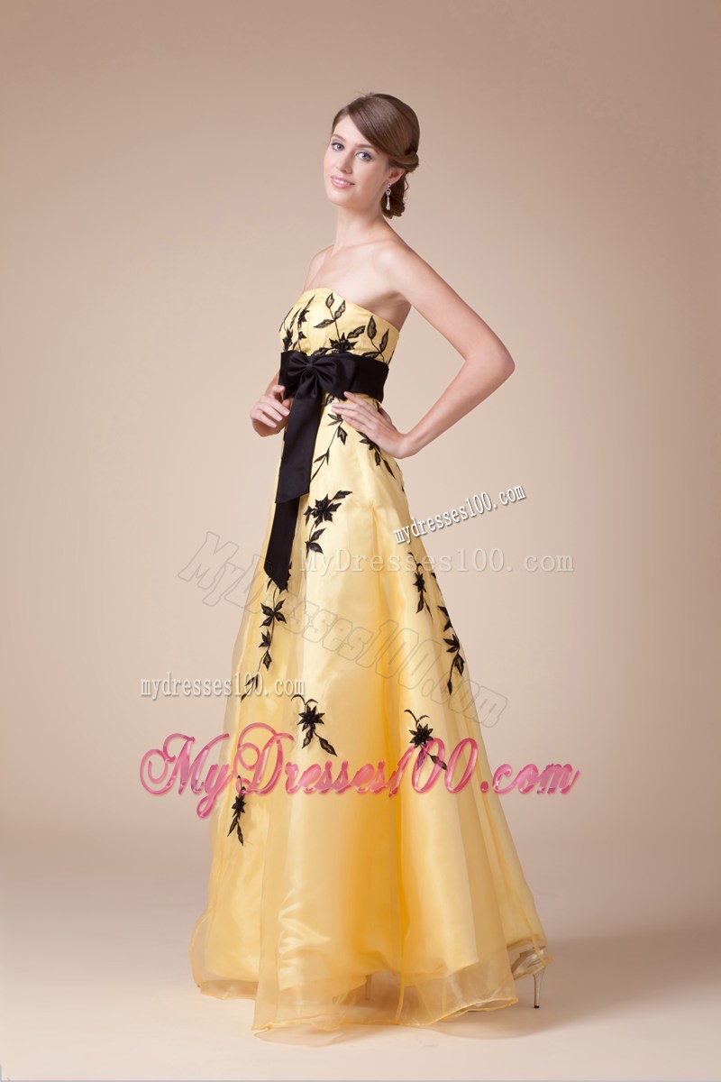 Bowknot Exclusive Empire Strapless Long Prom Dress For 2013