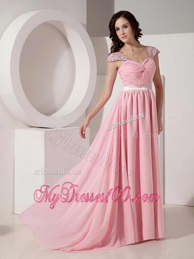 Exclusive Baby Pink Empire Sweetheart Evening Dress with Beading