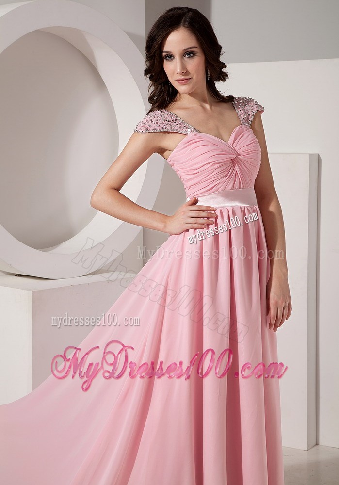 Exclusive Baby Pink Empire Sweetheart Evening Dress with Beading