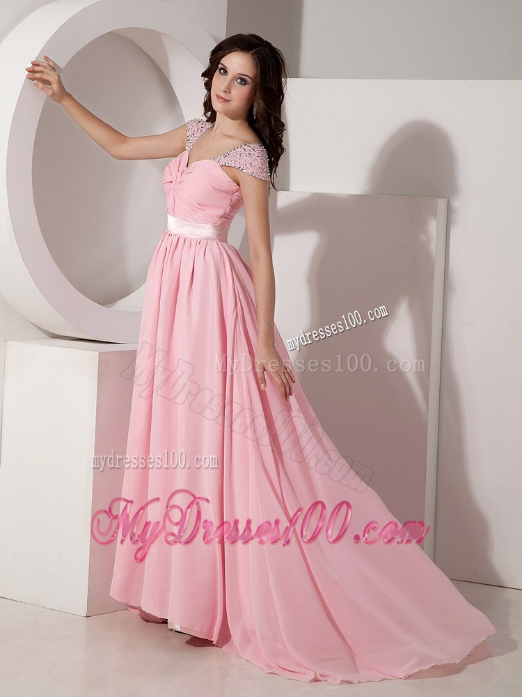 Exclusive Baby Pink Empire Sweetheart Evening Dress with Beading