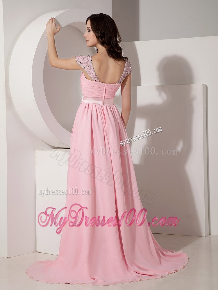 Exclusive Baby Pink Empire Sweetheart Evening Dress with Beading