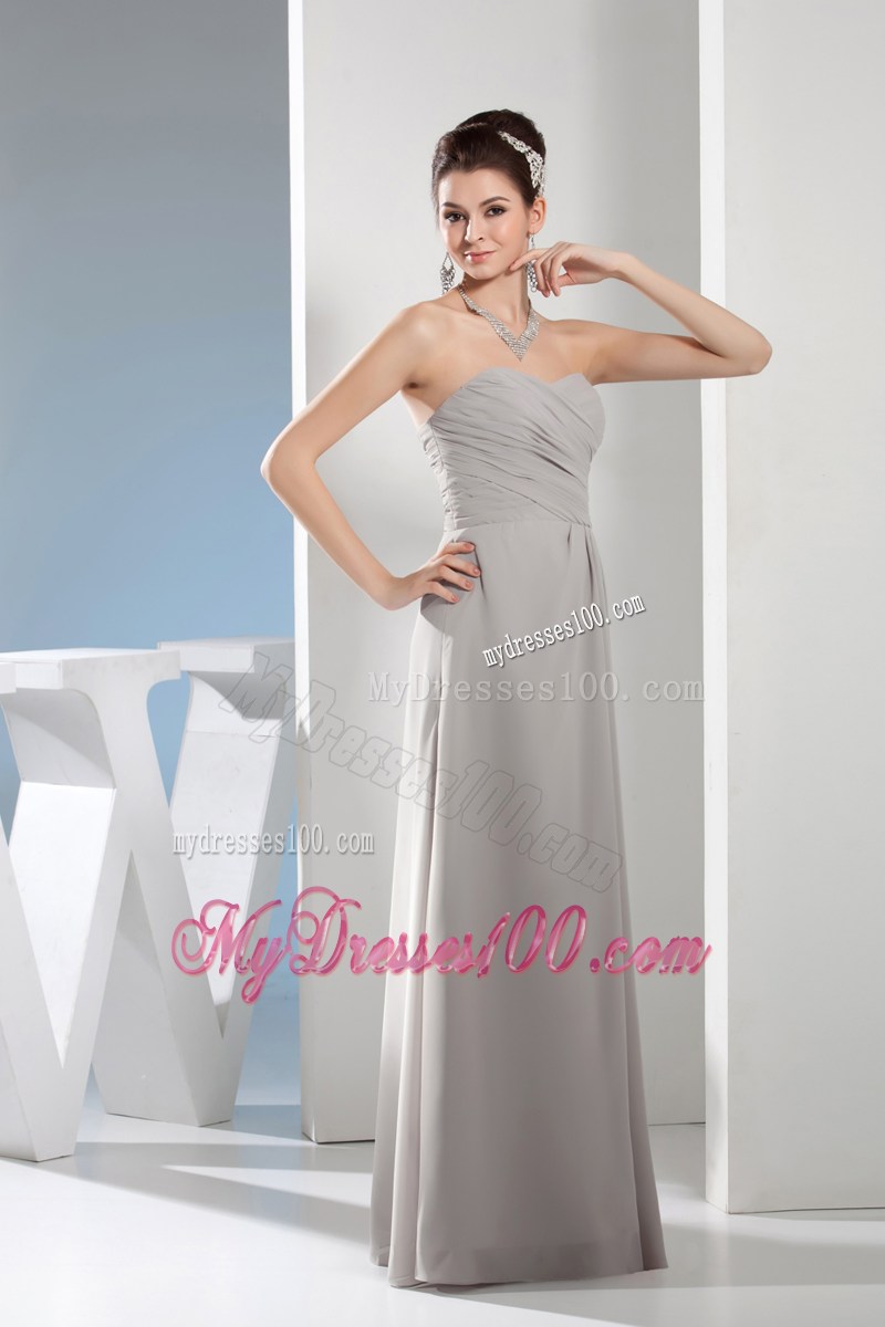 Cheap Column Sweetheart Ruching Gray long Formal Evening Dress 2013