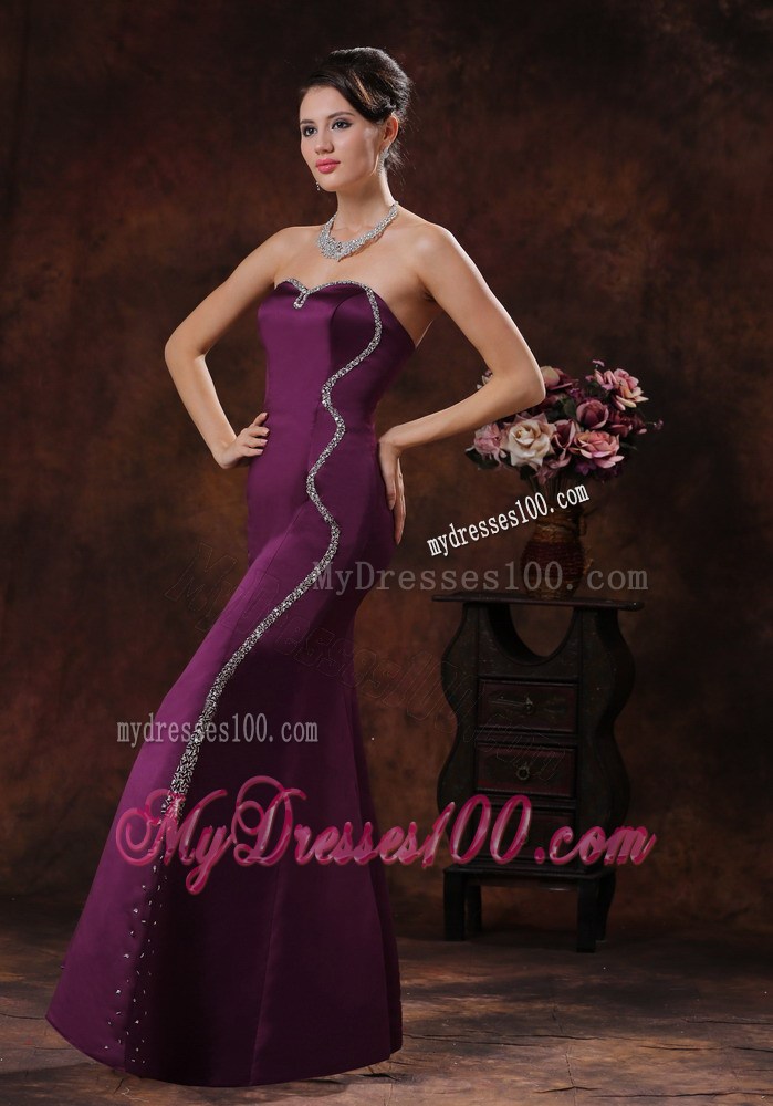 Customize Mermaid Dark Purple Foraml Evening Dresses With Beading
