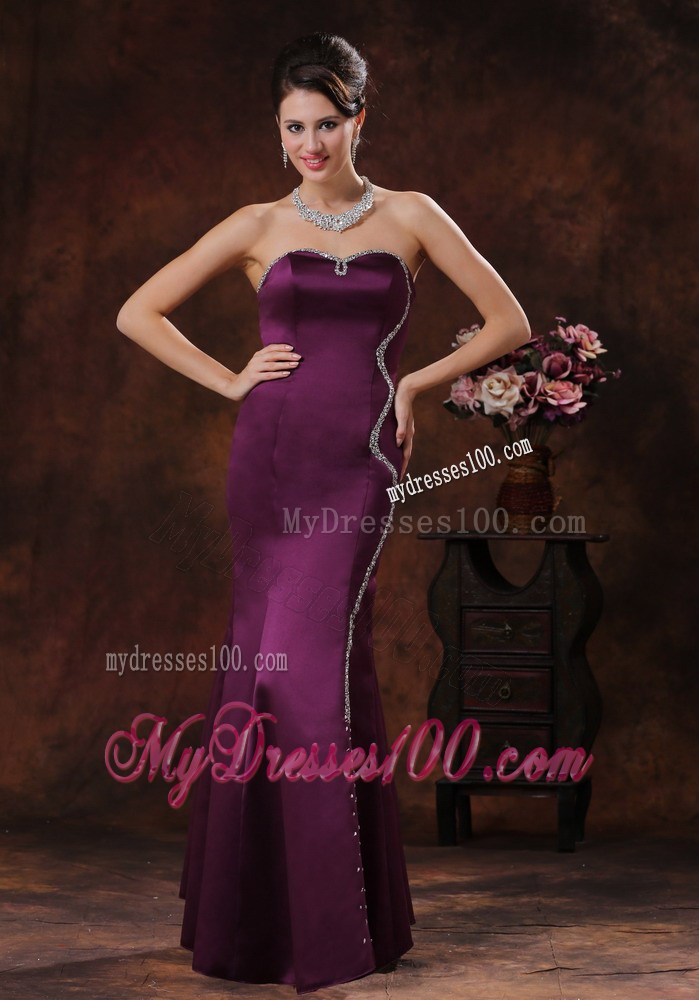Customize Mermaid Dark Purple Foraml Evening Dresses With Beading