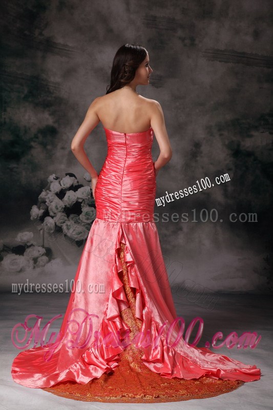 2013 Latest Watermelon Red Formal Evening Dress Mermaid Strapless