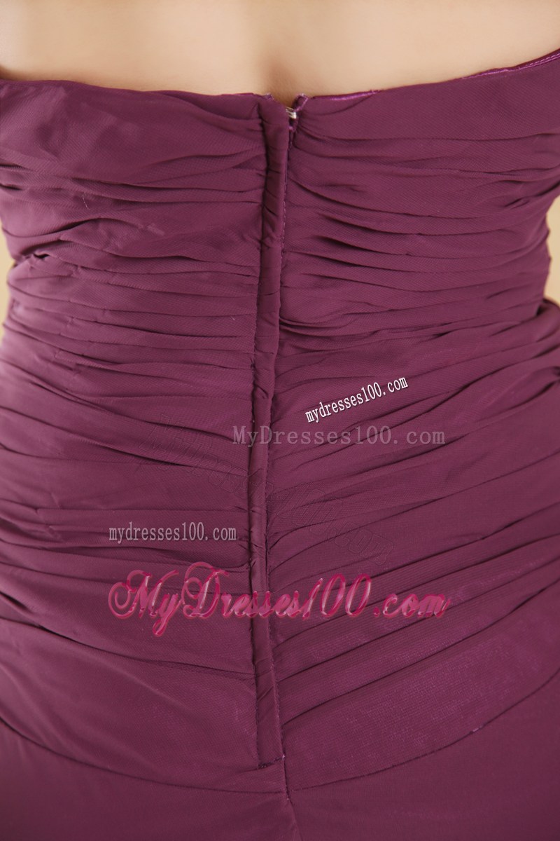 Dark Purple Column Sweetheart Evening Dresses Appliques Brush Train