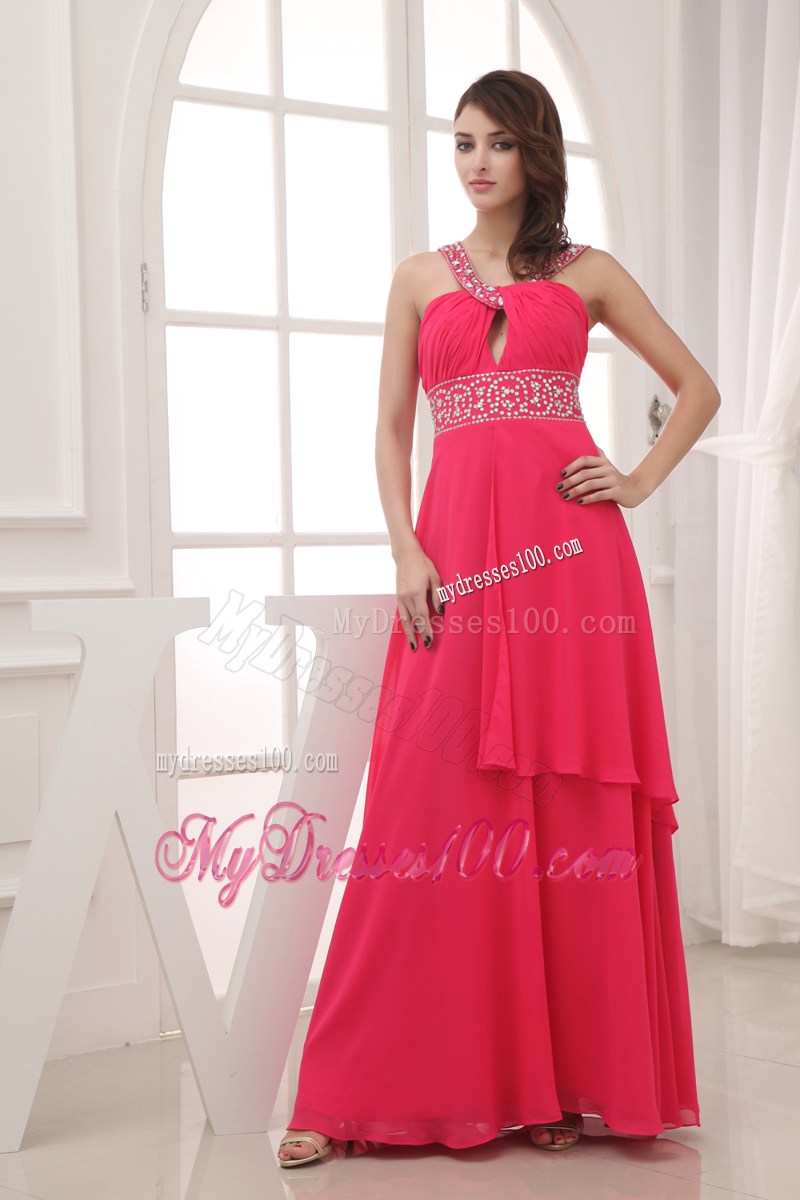 Elegant Empire V-neck Long Prom Dress For 2013 Custom Made