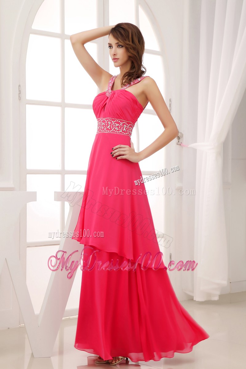 Elegant Empire V-neck Long Prom Dress For 2013 Custom Made