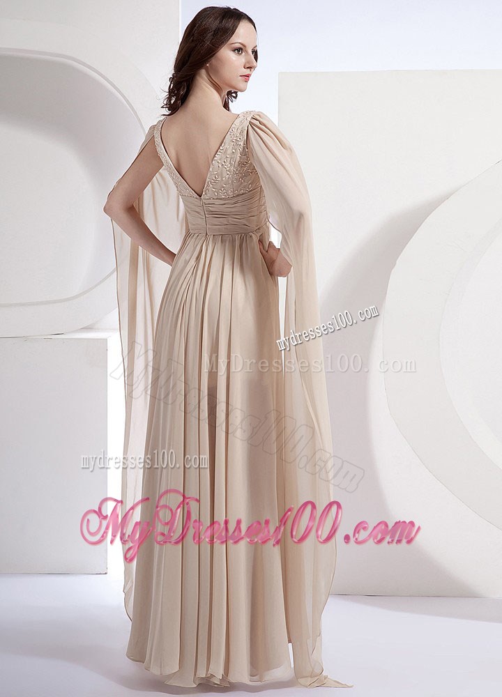 Empire V-neck Watteau Foraml Evening Dresses Dress Champagne