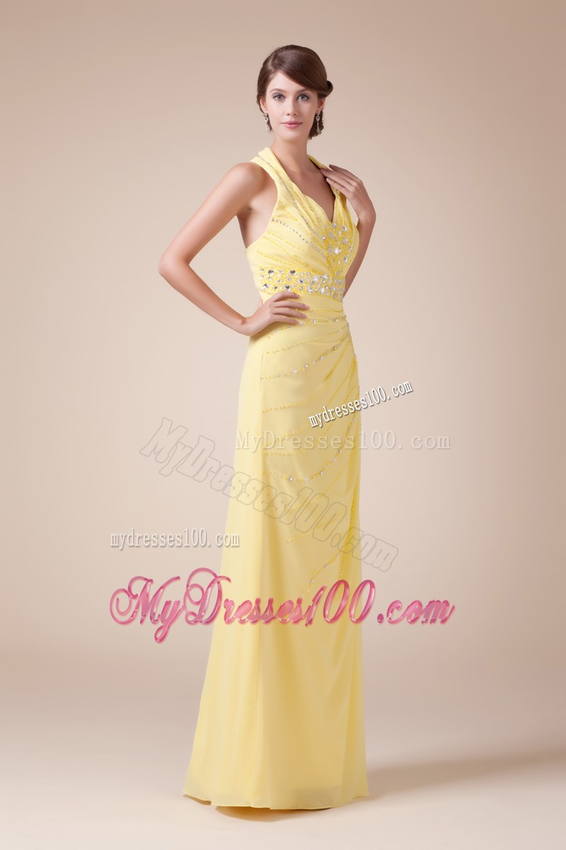 Halter Top Long Latest Empire Beading Prom Dress
