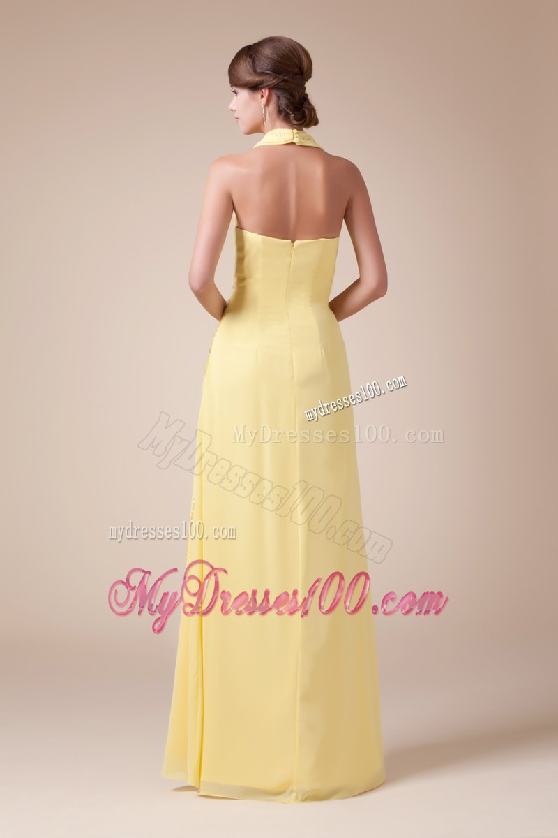 Halter Top Long Latest Empire Beading Prom Dress