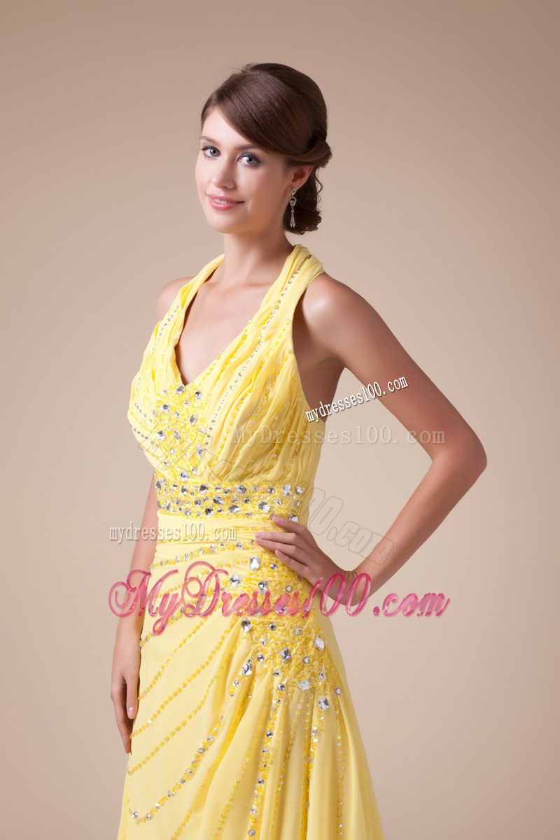 Halter Top Long Latest Empire Beading Prom Dress
