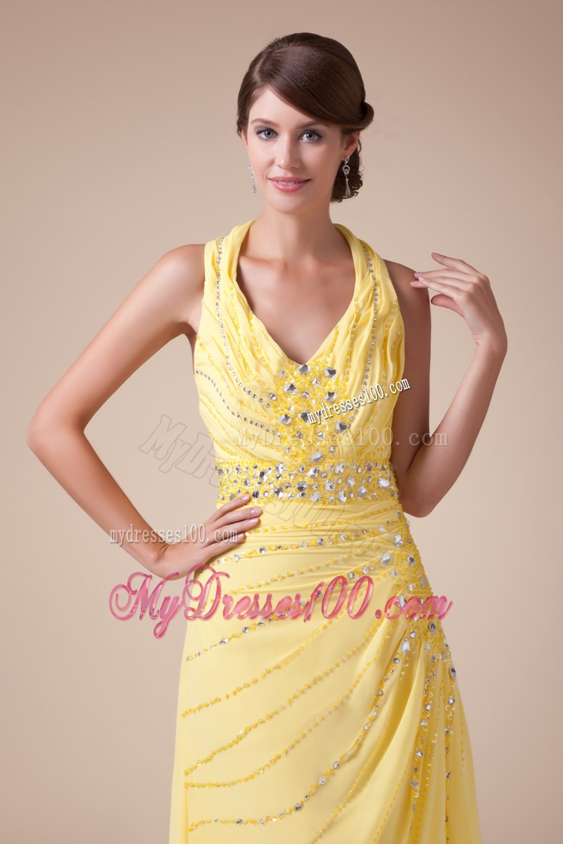 Halter Top Long Latest Empire Beading Prom Dress