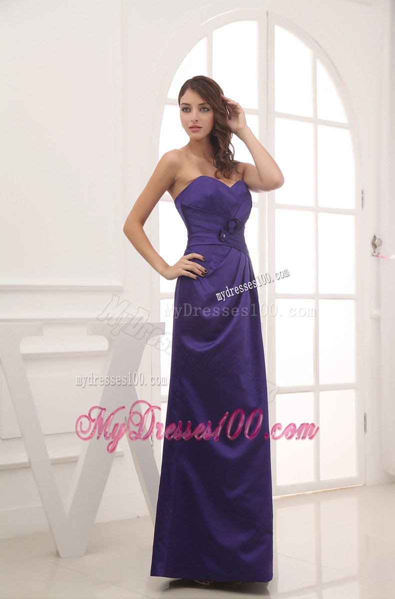 Hand Made Flowers Column Sweetheart Ankle-length Evening Dress