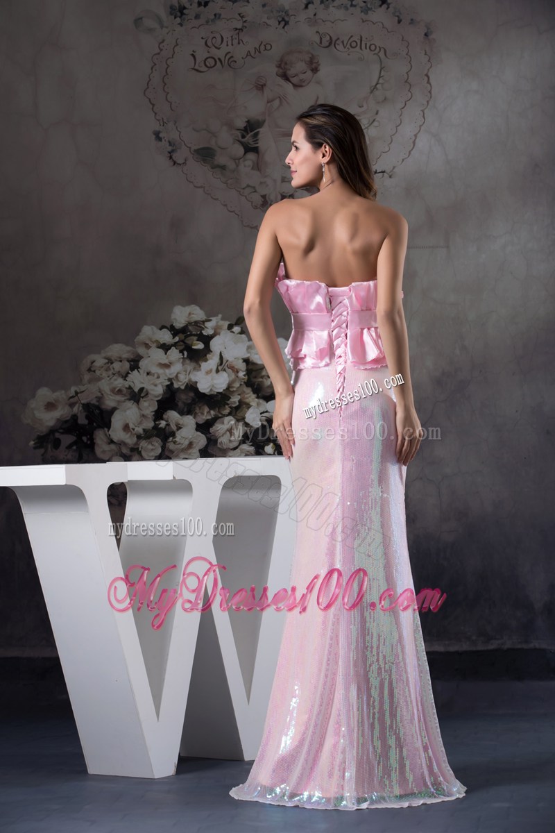 Hand Made Flowers Strapless Long Column / Sheath Prom Dress