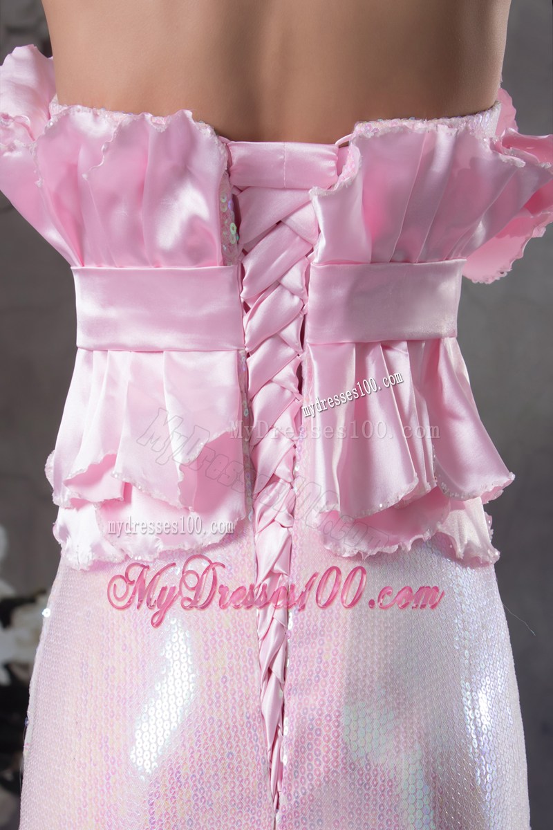 Hand Made Flowers Strapless Long Column / Sheath Prom Dress