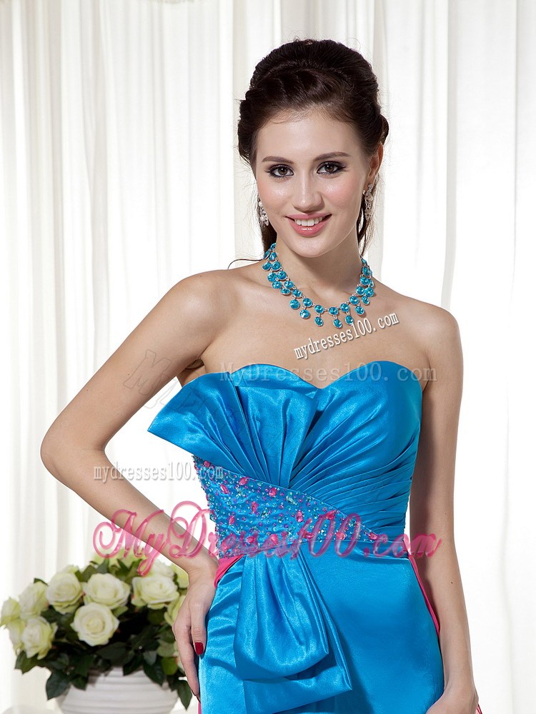Sky Blue and Hot Pink Sweetheart Beading Formal Evening Dress