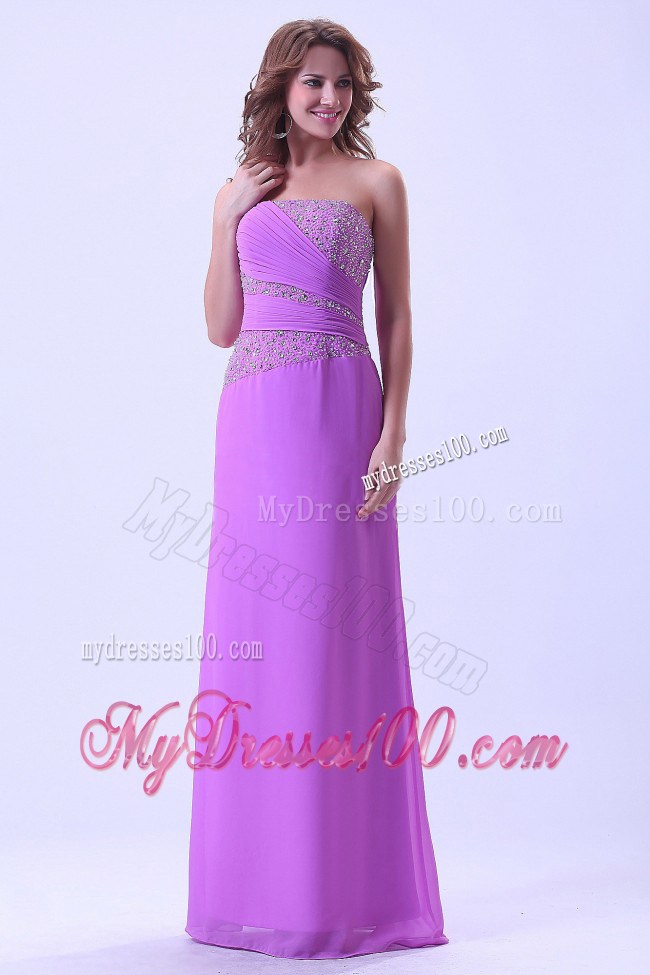 Lavender Prom Dress With Beaded Chiffon