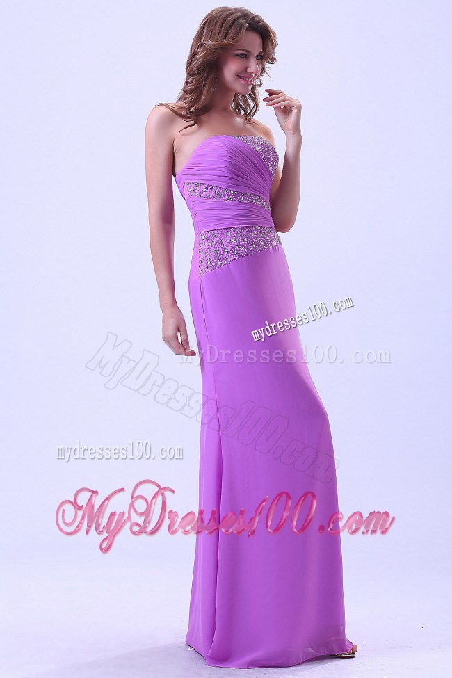 Lavender Prom Dress With Beaded Chiffon
