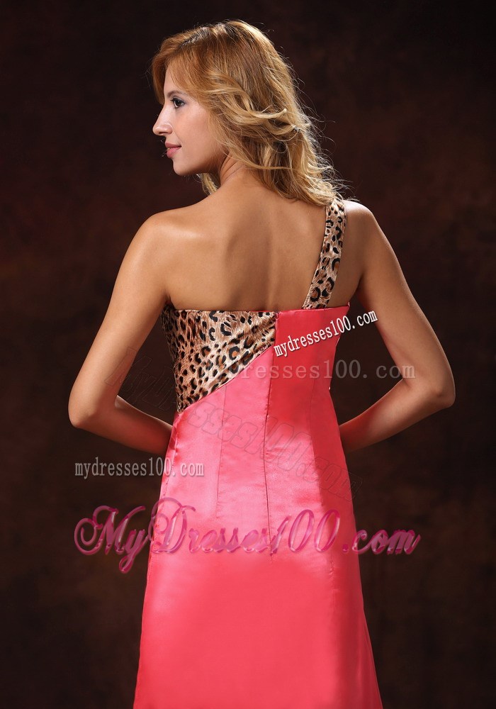 2013 Watermelon Red One Shoulder Leopard Evening Dress for Women