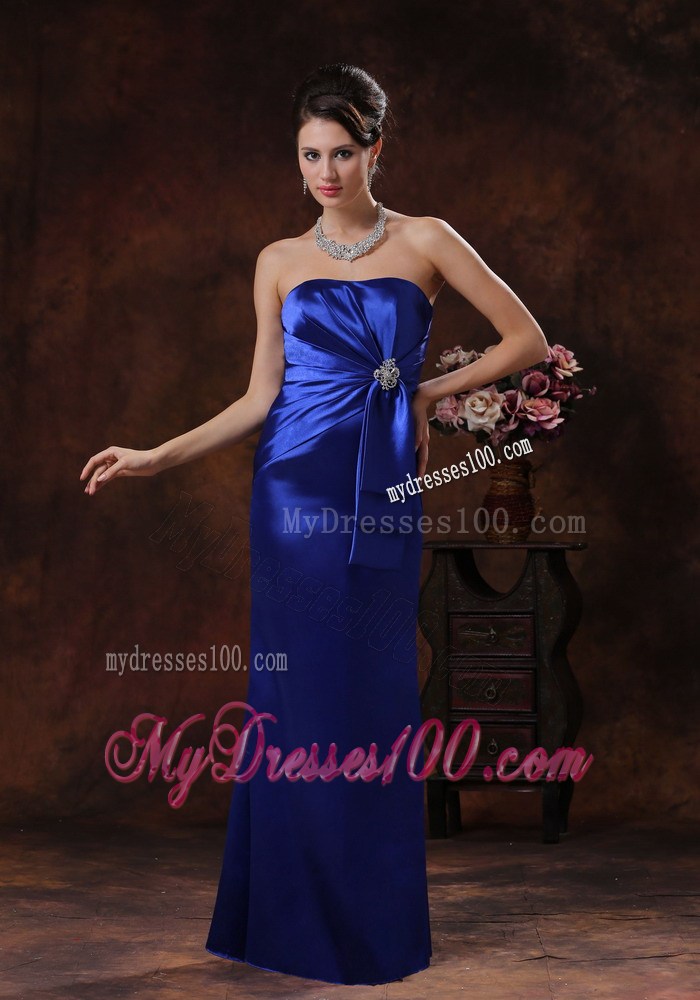 Royal Blue Mermaid Prom Dress Clearance With Strapless Beaded Decorate