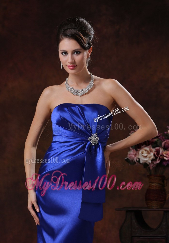 Royal Blue Mermaid Prom Dress Clearance With Strapless Beaded Decorate