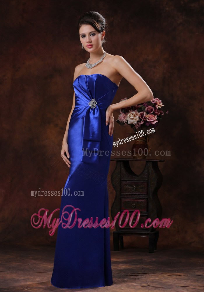 Royal Blue Mermaid Prom Dress Clearance With Strapless Beaded Decorate