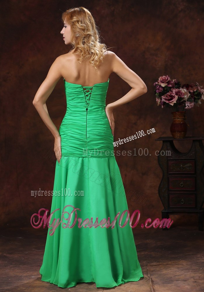 2013 Sexy Green Mermaid Sweetheart Evening Dress With Ruching