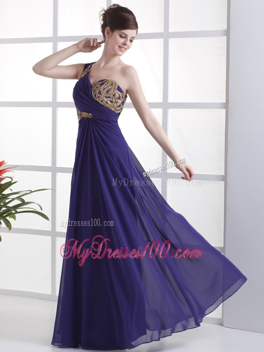 One Shoulder For Foraml Evening Dresses With Beading Ruches