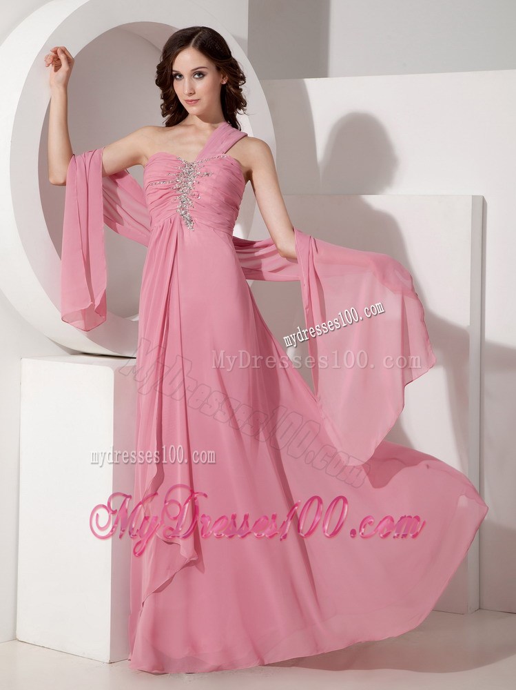 2013 Exquisite Pink Formal Evening Dress with Beading One Shoulder