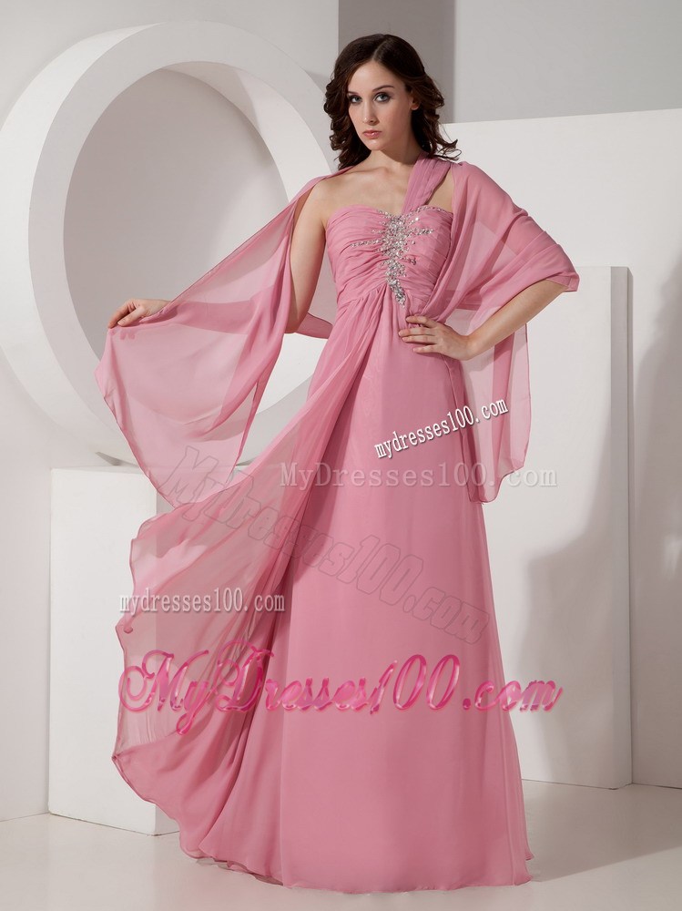 2013 Exquisite Pink Formal Evening Dress with Beading One Shoulder