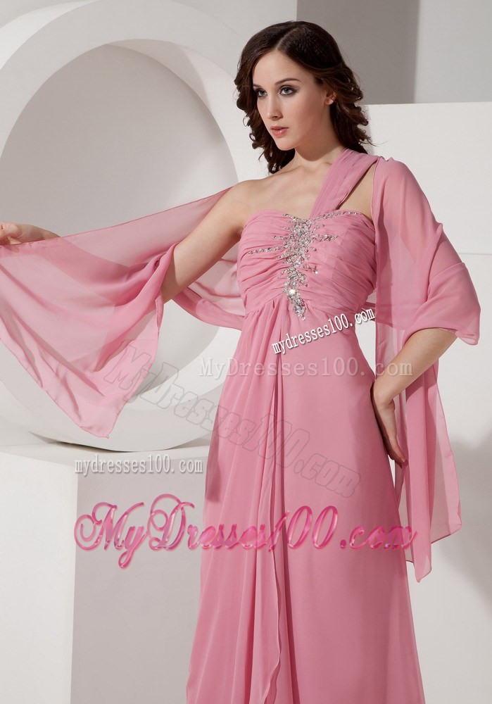 2013 Exquisite Pink Formal Evening Dress with Beading One Shoulder