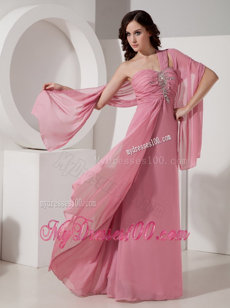 2013 Exquisite Pink Formal Evening Dress with Beading One Shoulder