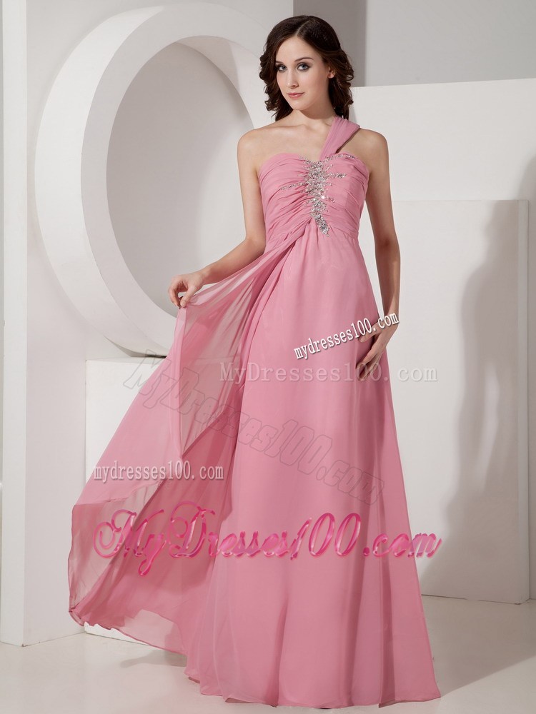 2013 Exquisite Pink Formal Evening Dress with Beading One Shoulder