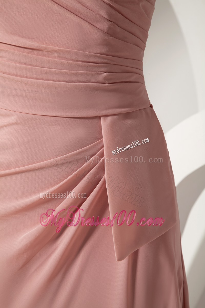 Light Pink Column Halter Ruching Formal Evening Dresses Brush Train