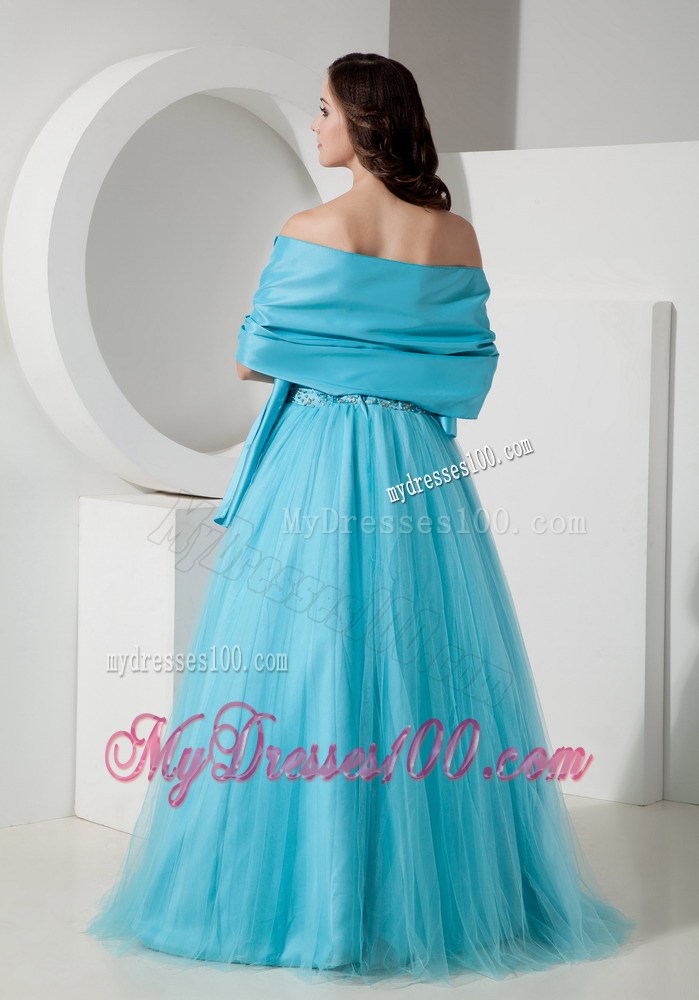Simple Light Blue A-Line / Princess Sweetheart Quinceanera Dress Tulle Beading Floor-length