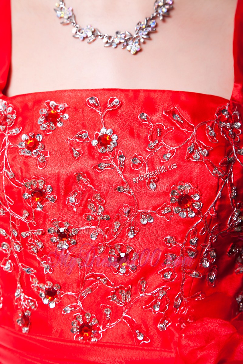 2013 Red Column Straps Floor-length Beading Formal Evening Dresses
