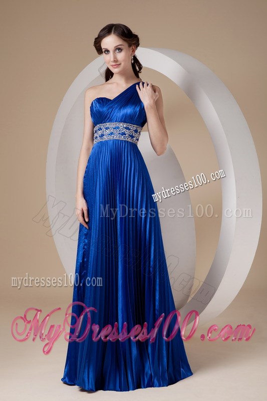 2013 Royal Blue Empire One Shoulder Prom Dress with Beading